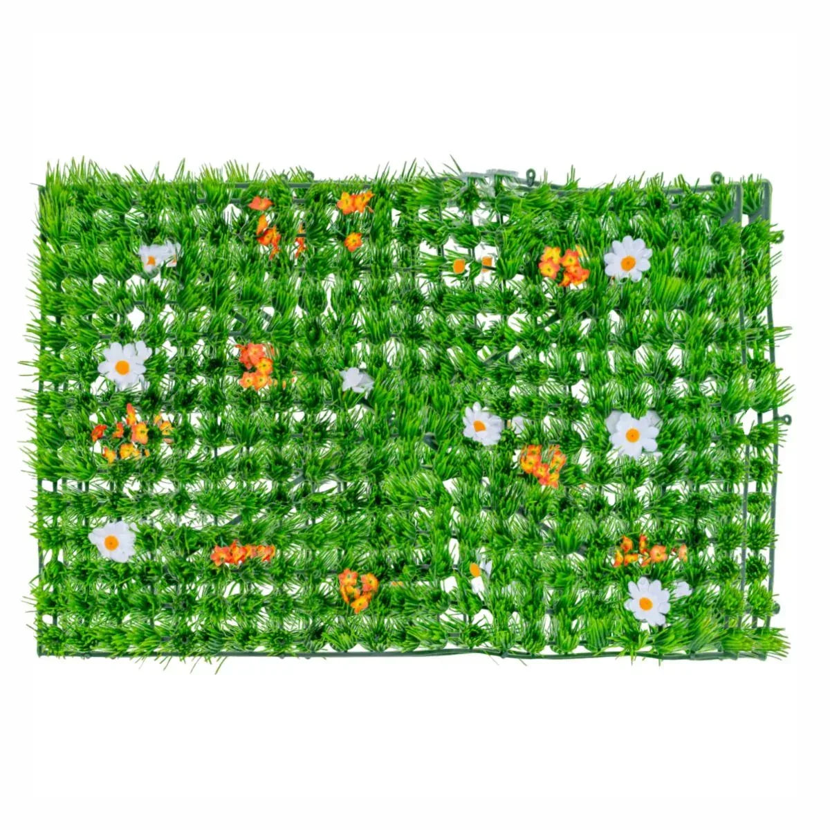 Panou din plante artificiale, cu iarba si flori, Naimeed D5894, Multicolor, 600x400mm
