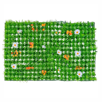 Panou din plante artificiale, cu iarba si flori, Naimeed D5894, Multicolor, 600x400mm