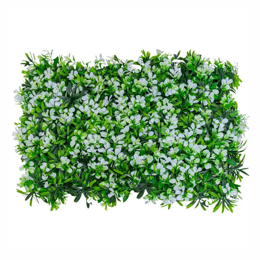Panou din plante artificiale, cu frunze, Naimeed D5895, Alb-Verde, 600x400mm
