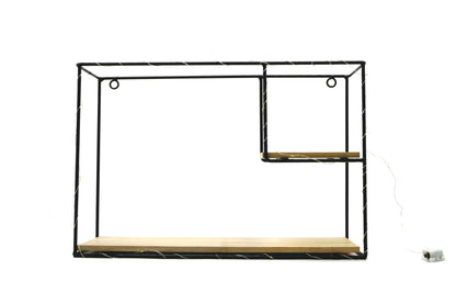 Etajera suspendata, negru cu luminite Led, Naimeed D59N, 38*25*11 cm
