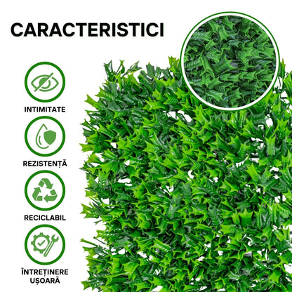 Panou din plante artificiale, cu frunze, Naimeed D5900, Verde, 600x400mm