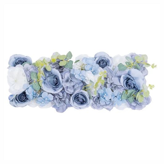 Panou din plante artificiale cu flori, Naimeed D5908, Albastru, 250x100mm