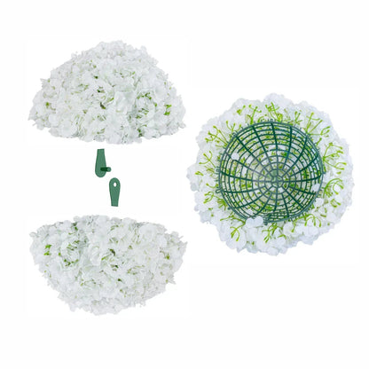 Sfera din plante artificiale, cu flori, Naimeed D5915, Alb, 300mm