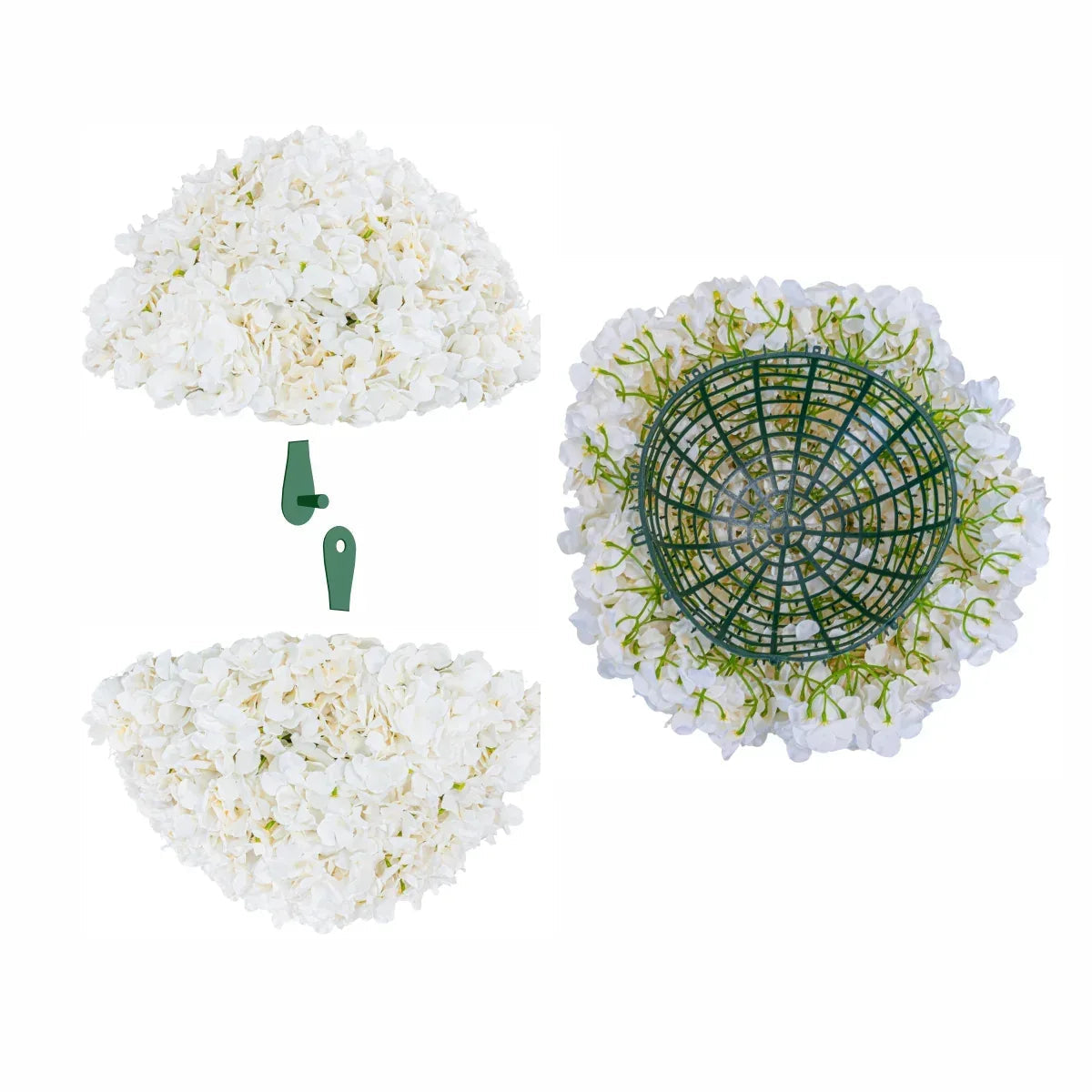 Sfera din plante artificiale, cu flori, Naimeed D5918, Alb, 300mm