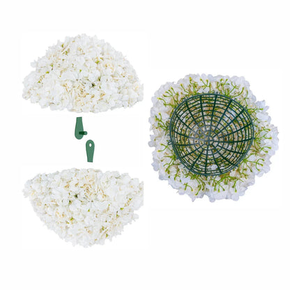 Sfera din plante artificiale, cu flori, Naimeed D5930, Alb, 100mm
