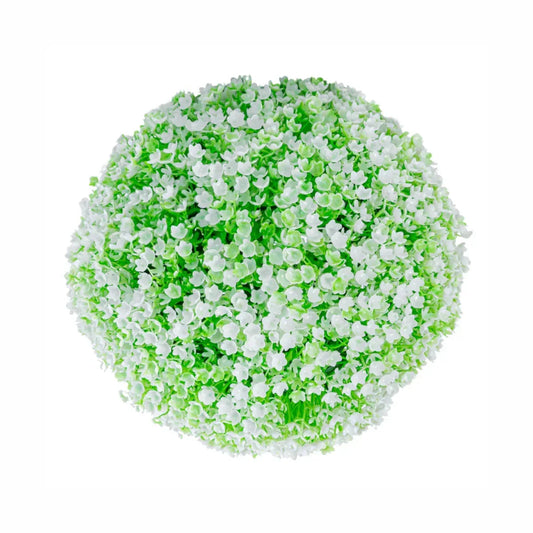 Sfera din plante artificiale, cu flori, Naimeed D5933, Verde-Alb, 150mm