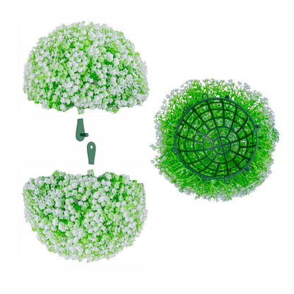 Sfera din plante artificiale, cu flori, Naimeed D5933, Verde-Alb, 150mm