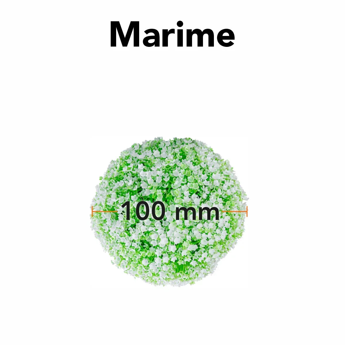 Sfera din plante artificiale, cu flori, Naimeed D5934, Verde-Alb, 100mm