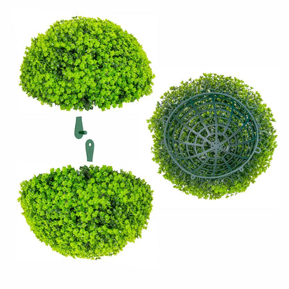 Sfera din plante artificiale, cu flori, Naimeed D5937, Verde Inchis, 150mm