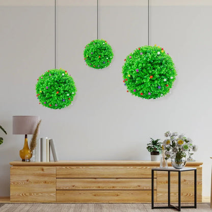 Sfera din plante artificiale, cu flori, Naimeed D5945, Verzui, 150mm