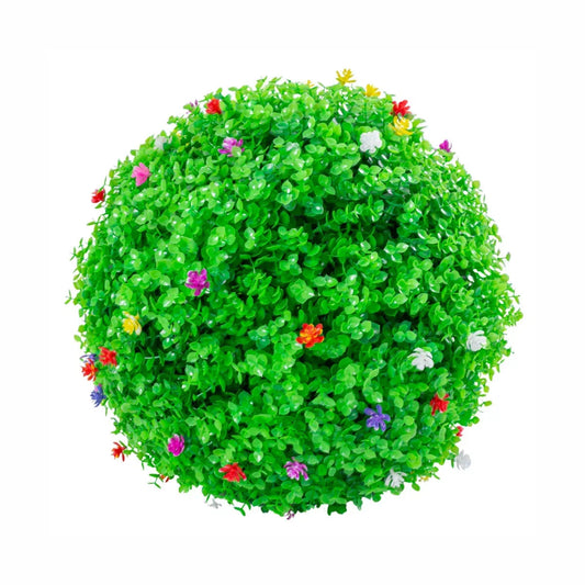 Sfera din plante artificiale, cu flori, Naimeed D5945, Verzui, 150mm