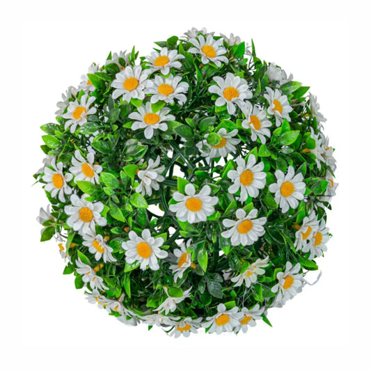 Sfera din plante artificiale, cu flori, Naimeed D5948, Vernil, 200mm