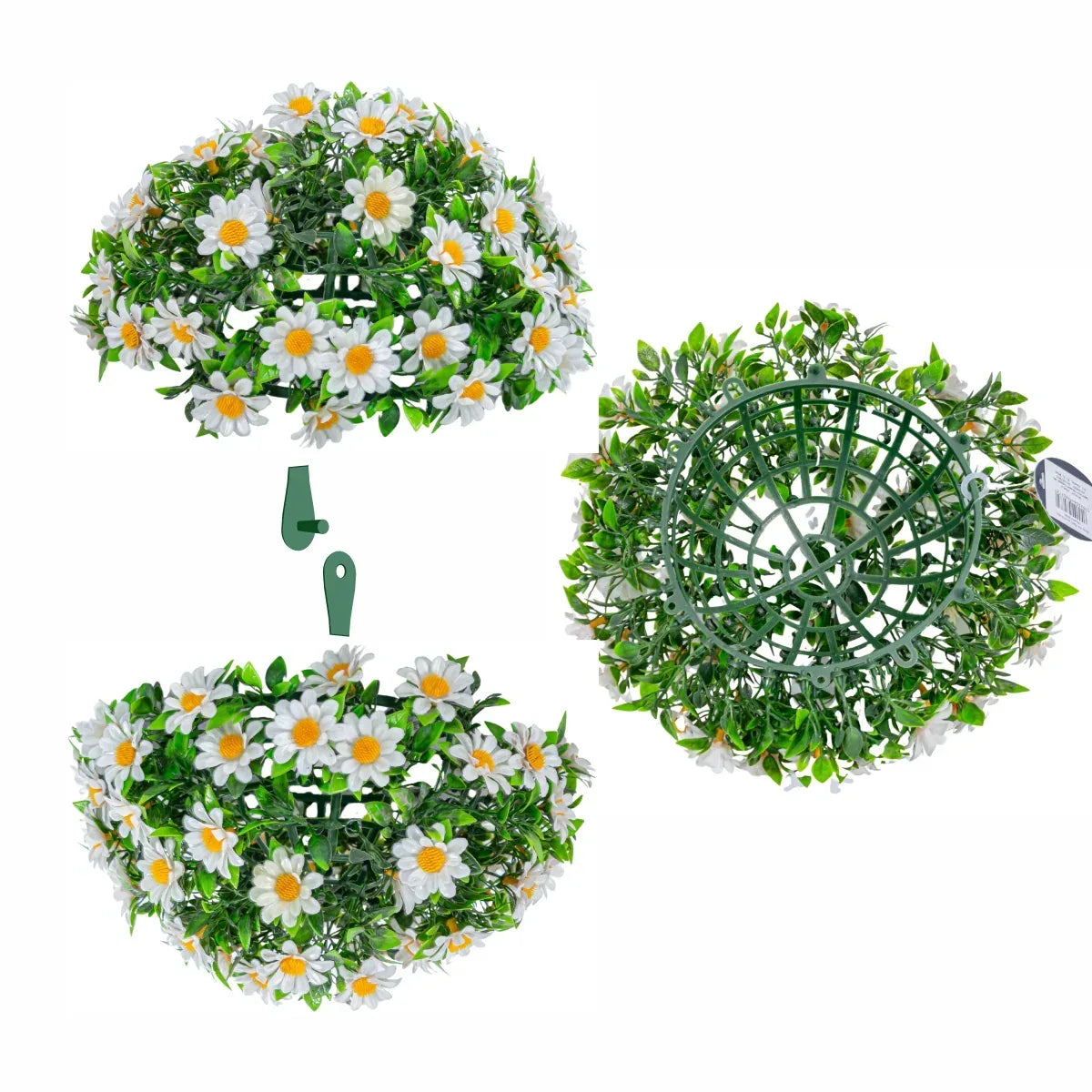 Sfera din plante artificiale, cu flori, Naimeed D5948, Vernil, 200mm