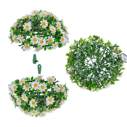 Sfera din plante artificiale, cu flori, Naimeed D5948, Vernil, 200mm