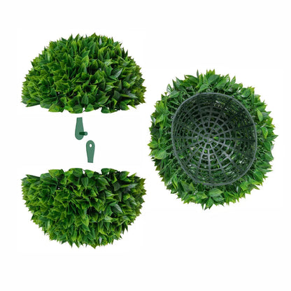Sfera din plante artificiale, cu flori, Naimeed D5952, Verde intens, 200mm
