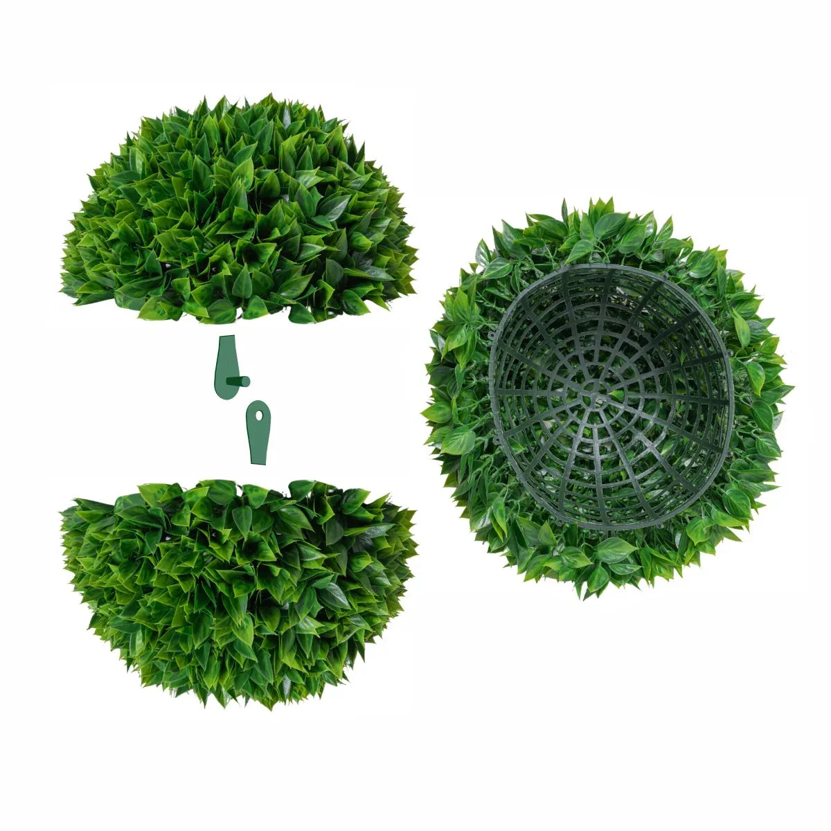 Sfera din plante artificiale, cu flori, Naimeed D5951, Verde intens, 280mm