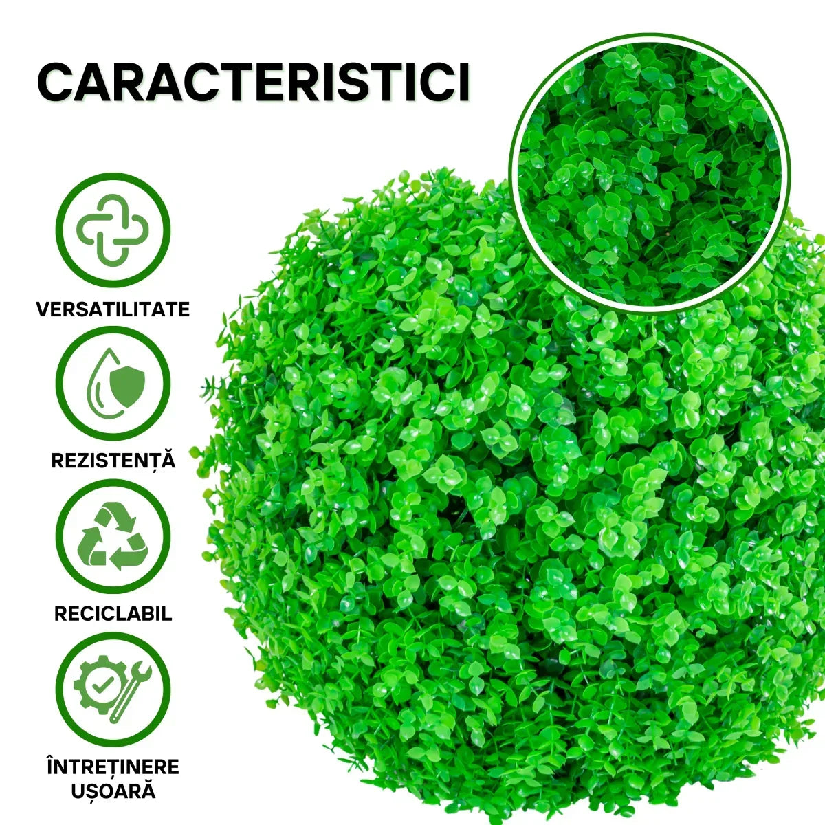Sfera din plante artificiale, Naimeed D5957, Verde, 150mm