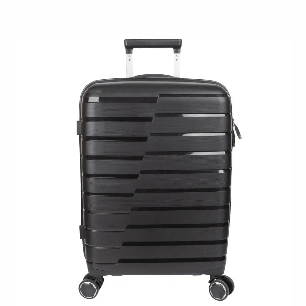 Troler voiaj Mediu M, StowAway, Naimeed D5962, 4 roti duble 360 grade, PP, inchidere cifru, Negru, 39x22x51cm