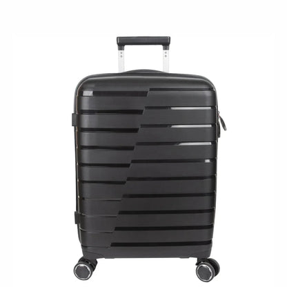 Troler voiaj Mediu M, StowAway, Naimeed D5962, 4 roti duble 360 grade, PP, inchidere cifru, Negru, 39x22x51cm