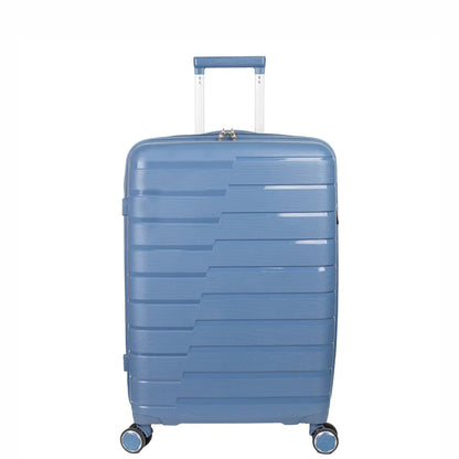 Troler voiaj Mediu M, StowAway, Naimeed D5963, 4 roti duble 360 grade, PP, inchidere cifru, Albastru, 39x22x51cm