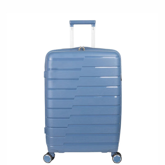 Troler voiaj Mediu M, StowAway, Naimeed D5963, 4 roti duble 360 grade, PP, inchidere cifru, Albastru, 39x22x51cm