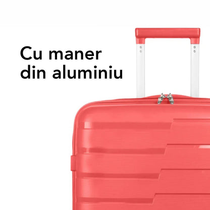 Troler voiaj Mediu M, StowAway, Naimeed D5964, 4 roti duble 360 grade detasabile , PP, inchidere cifru, Rosu, 39x22x51cm