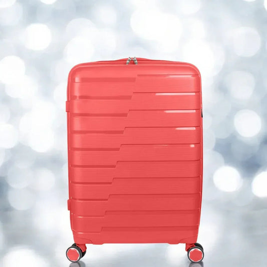 Troler voiaj Mare XL, StowAway, Naimeed D5964, 4 roti duble 360 grade detasabile , PP, inchidere cifru, Rosu, 51x29.5x70cm