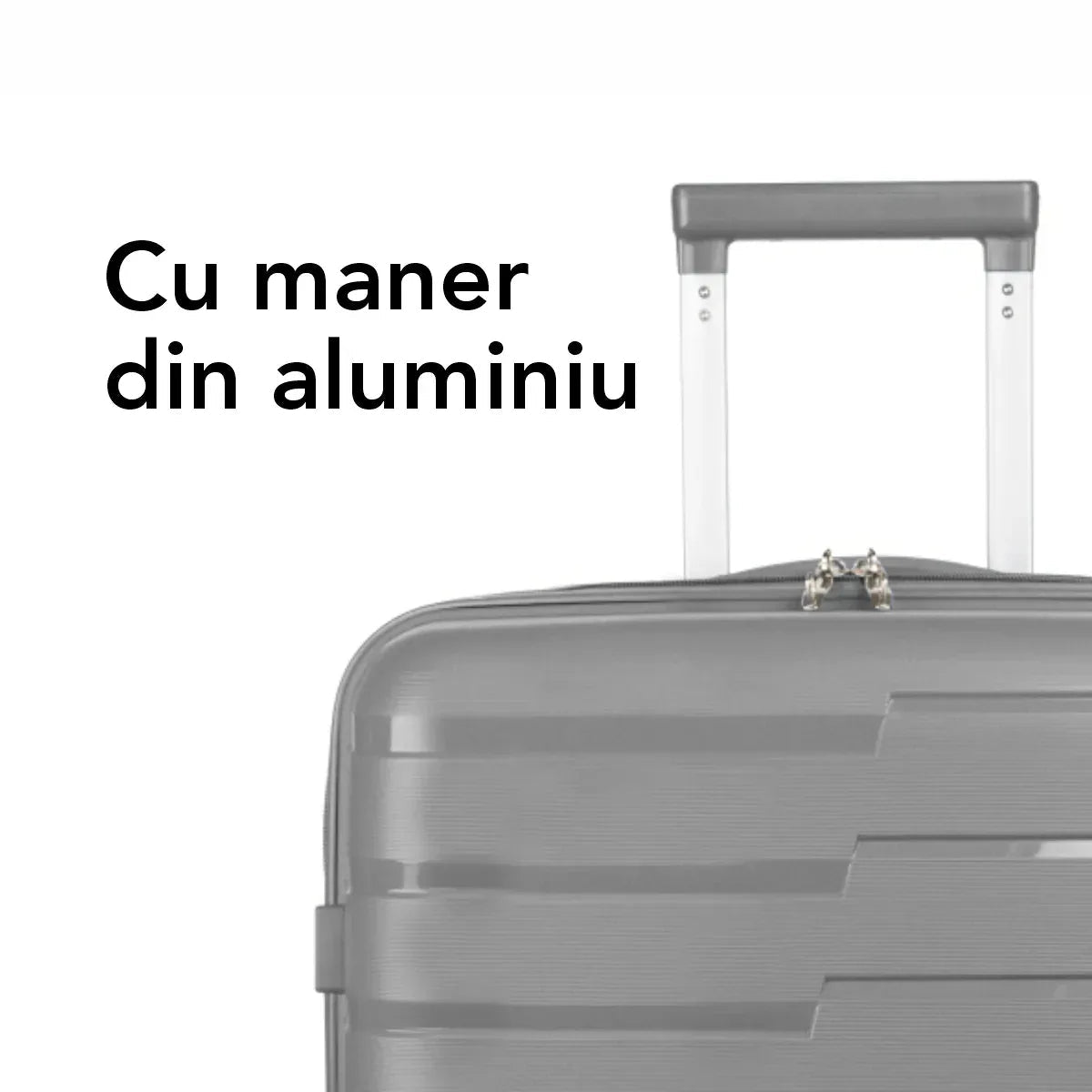Troler voiaj Mare L, StowAway, Naimeed D5965, 4 roti duble 360 grade, PP, inchidere cifru, Gri, 44x26x61cm