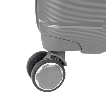 Troler voiaj Mic S, StowAway, Naimeed D5965, 4 roti duble 360 grade detasabile , PP, inchidere cifru, Gri, 37x20x48cm