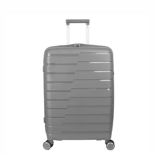Troler voiaj Mediu M, StowAway, Naimeed D5965, 4 roti duble 360 grade, PP, inchidere cifru, Gri, 39x22x51cm