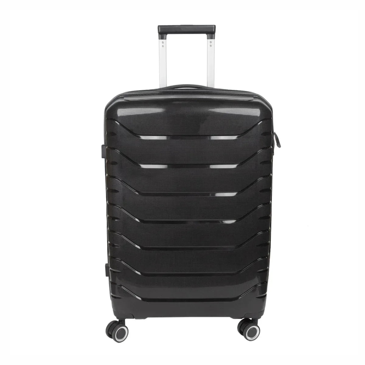 Troler voiaj Mare L, StowAway, Naimeed D5966, 4 roti duble 360 grade detasabile , PP, inchidere cifru, Negru, 44x26x61cm