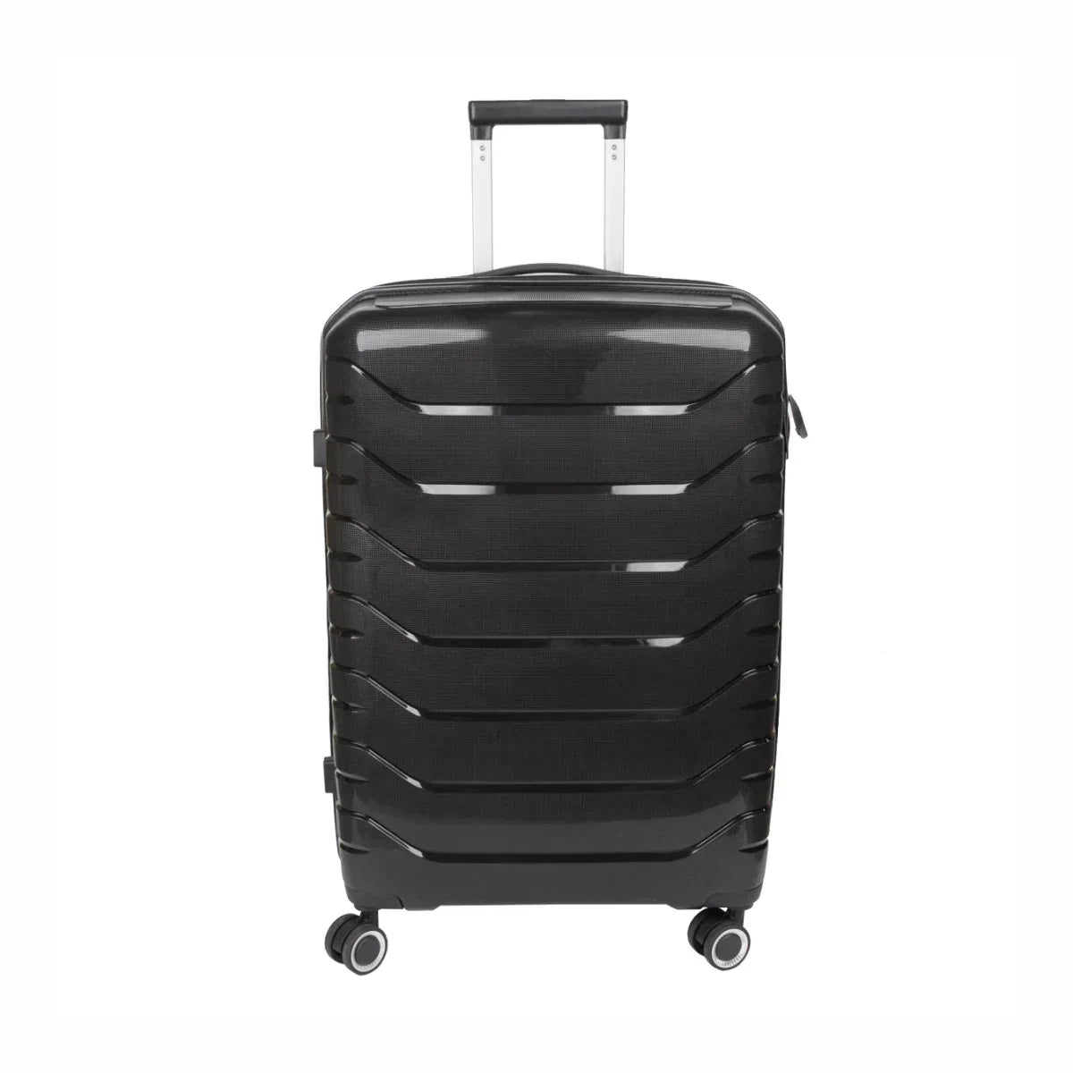 Troler voiaj Mediu M, StowAway, Naimeed D5966, 4 roti duble 360 grade detasabile , PP, inchidere cifru, Negru, 39x22x51cm