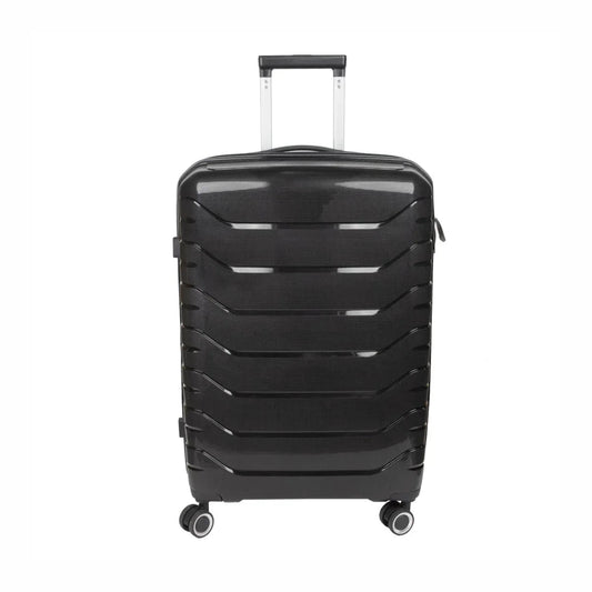 Troler voiaj Mediu M, StowAway, Naimeed D5966, 4 roti duble 360 grade detasabile , PP, inchidere cifru, Negru, 39x22x51cm