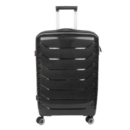 Troler voiaj Mare XL, StowAway, Naimeed D5966, 4 roti duble 360 grade detasabile , PP, inchidere cifru, Negru, 51x29.5x70cm