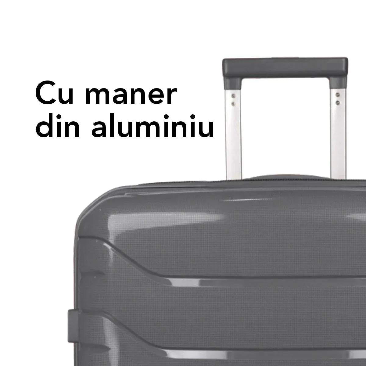Troler voiaj Mediu M, StowAway, Naimeed D5967, 4 roti duble 360 grade, PP, inchidere cifru, Gri, 39x22x51cm