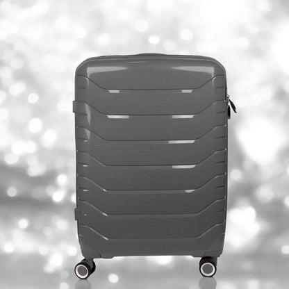 Troler voiaj Mare L, StowAway, Naimeed D5967, 4 roti duble 360 grade, PP, inchidere cifru, Gri, 44x26x61cm