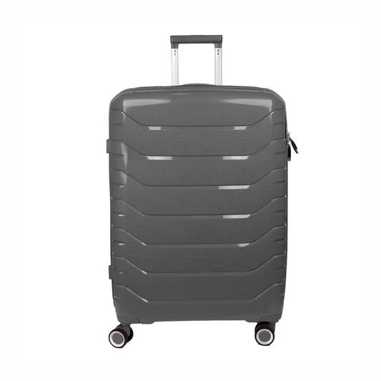 Troler voiaj Mediu M, StowAway, Naimeed D5967, 4 roti duble 360 grade, PP, inchidere cifru, Gri, 39x22x51cm