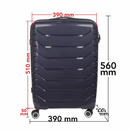Troler voiaj Mediu M, StowAway, Naimeed D5968, 4 roti duble 360 grade detasabile , PP, inchidere cifru, Mov Inchis, 39x22x51cm