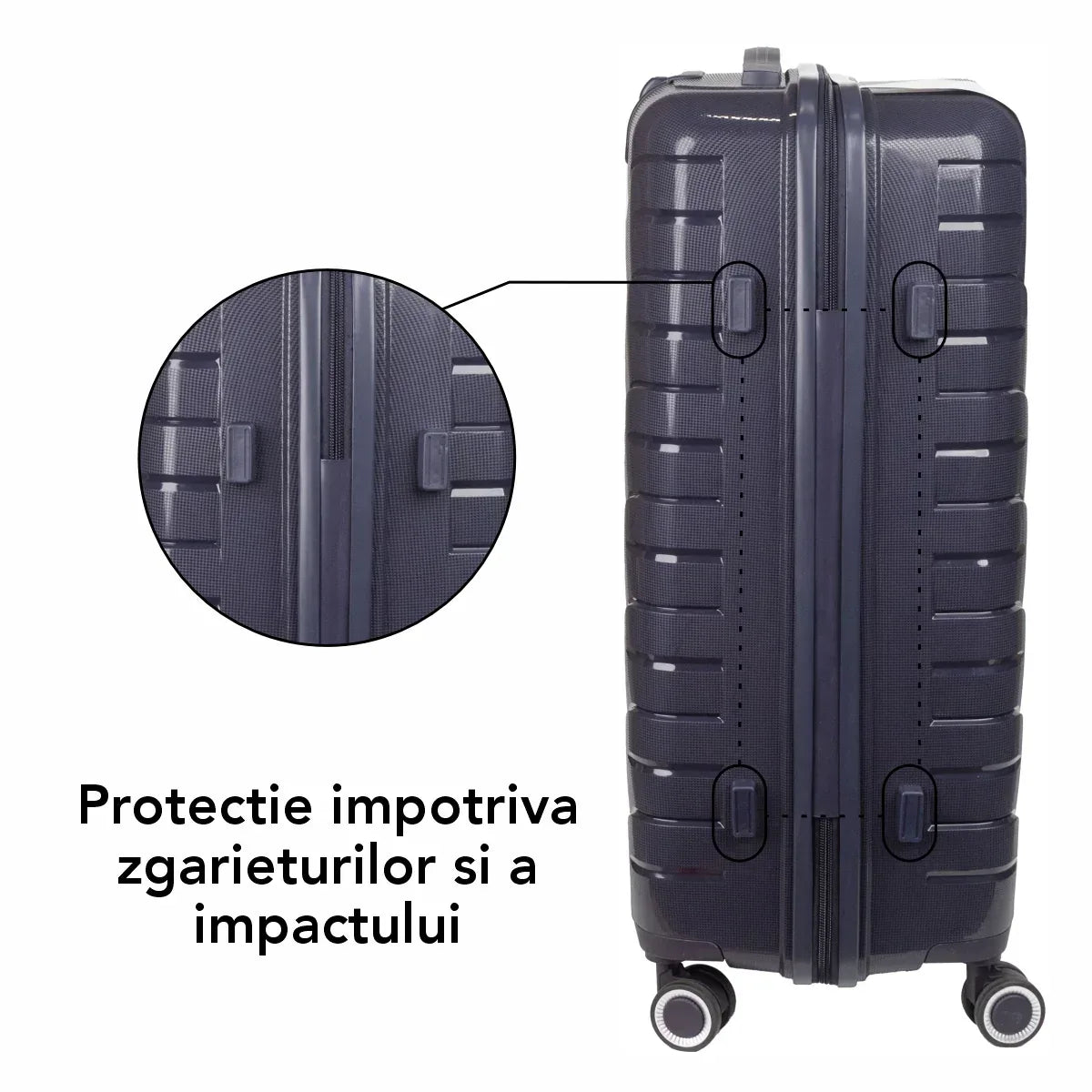 Troler voiaj Mic S, StowAway, Naimeed D5968, 4 roti duble 360 grade detasabile , PP, inchidere cifru, Mov Inchis, 37x20x48cm