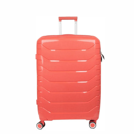 Troler voiaj Mediu M, StowAway, Naimeed D5969, 4 roti duble 360 grade detasabile , PP, inchidere cifru, Rosu, 39x22x51cm