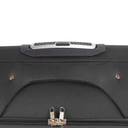 Troler voiaj Mic, Naimeed D5971, 4 roti duble 360 grade, material textil, inchidere cifru, Negru, 36x23x52cm