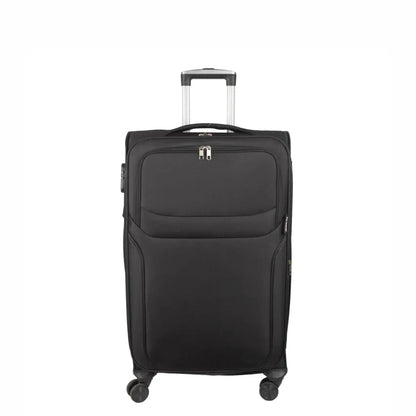 Troler voiaj Mic, Naimeed D5971, 4 roti duble 360 grade, material textil, inchidere cifru, Negru, 36x23x52cm