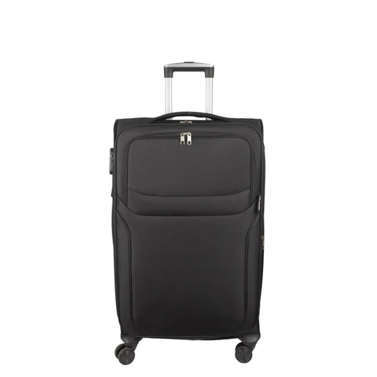 Troler voiaj Mic, Naimeed D5971, 4 roti duble 360 grade, material textil, inchidere cifru, Negru, 36x23x52cm