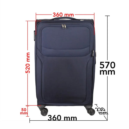 Troler voiaj Mare, Naimeed D5972, 4 roti duble 360 grade, material textil, inchidere cifru, Albastru, 46x31x73cm
