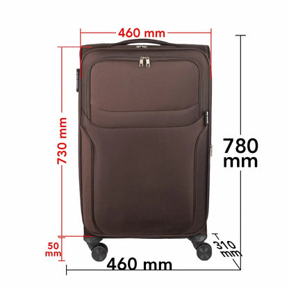 Troler voiaj Mare, Naimeed D5973, 4 roti duble 360 grade, material textil, inchidere cifru, Maro, 46x31x73cm