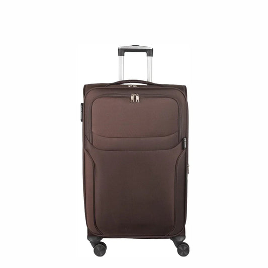 Troler voiaj Mic, Naimeed D5973, 4 roti duble 360 grade, material textil, inchidere cifru, Maro, 36x23x52cm