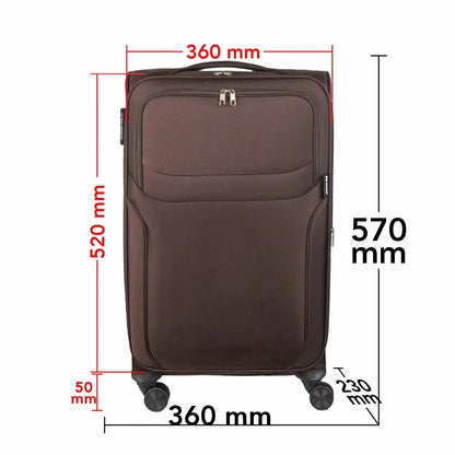 Troler voiaj Mic, Naimeed D5973, 4 roti duble 360 grade, material textil, inchidere cifru, Maro, 36x23x52cm