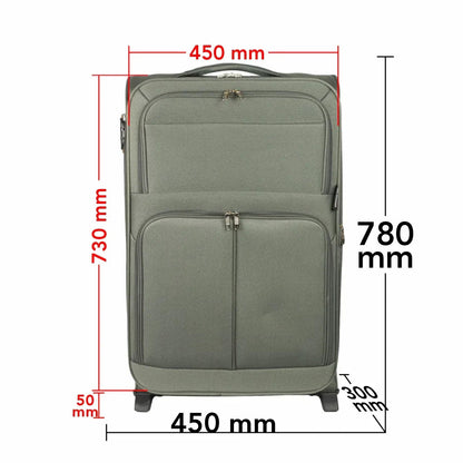 Troler voiaj Mare, Naimeed D5975, 2 roti, material textil, inchidere cifru, Kaki, 45x30x73cm
