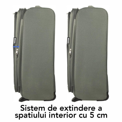 Troler voiaj Mic, Naimeed D5975, 2 roti, material textil, inchidere cifru, Kaki, 35.5x26x52cm