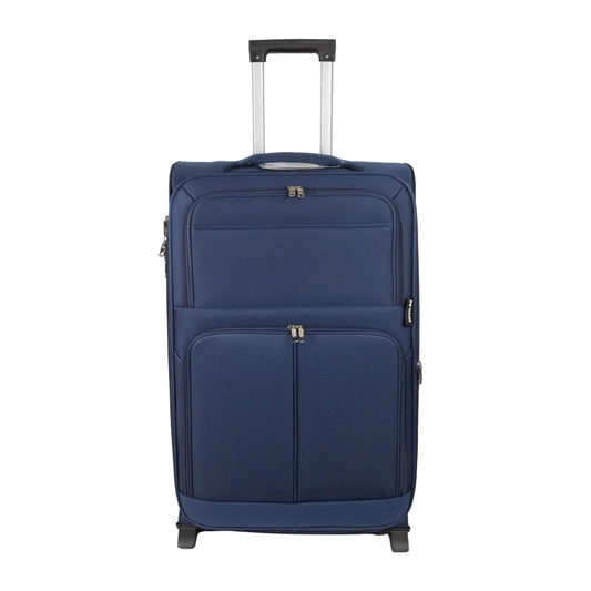 Troler voiaj Mare, Naimeed D5976, 2 roti, material textil, inchidere cifru, Albastru, 45x30x73cm